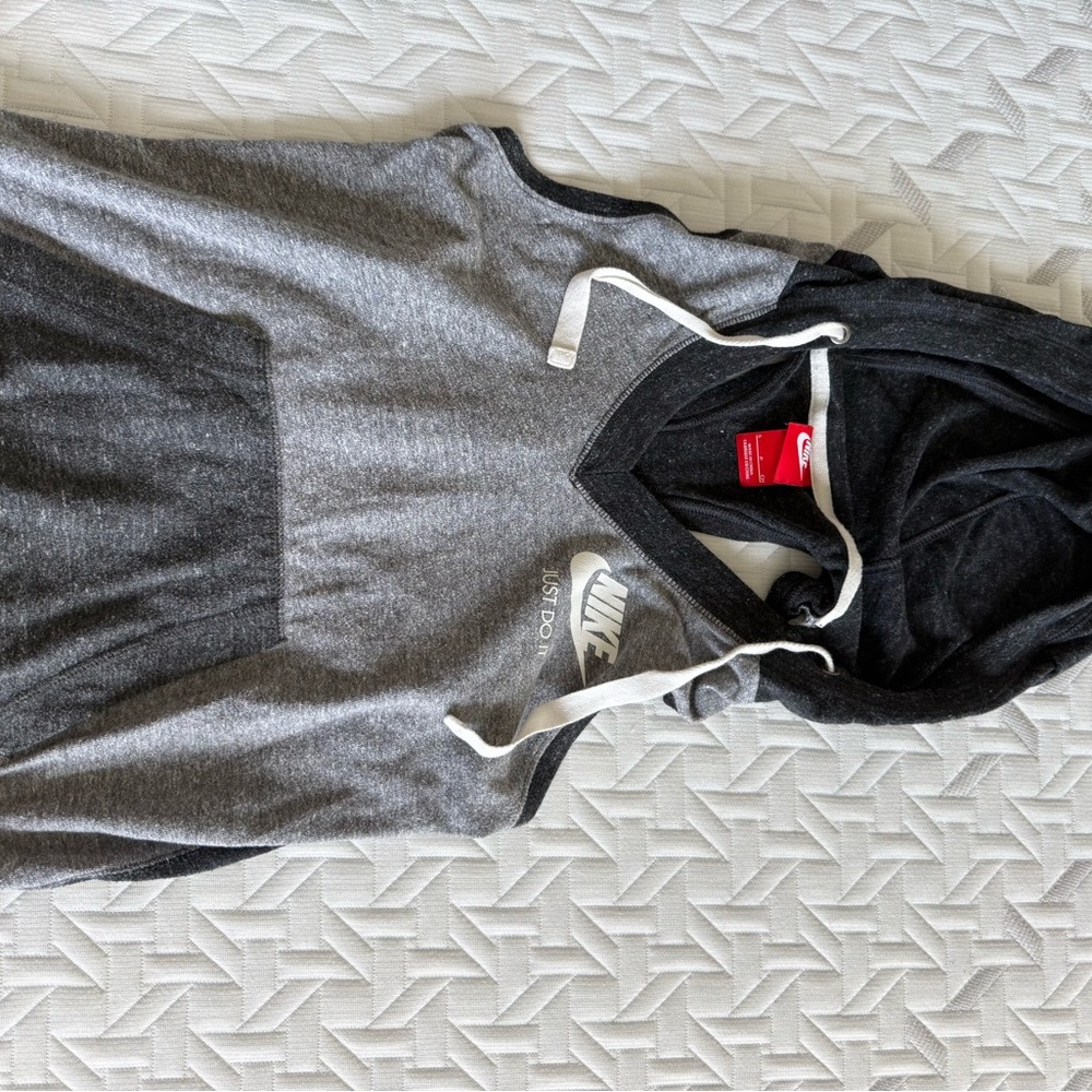 Nike Charcoal and Light Gray Sleeveless Hoodie
